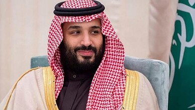 Saudi Crown Prince wearing traditional attire at official event.