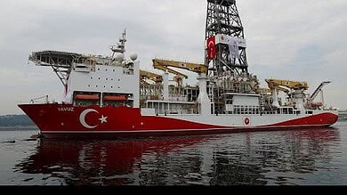 Drilling ship operated by Turkey near disputed maritime zones.