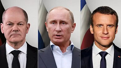 بوتين ماكرون وشولتس