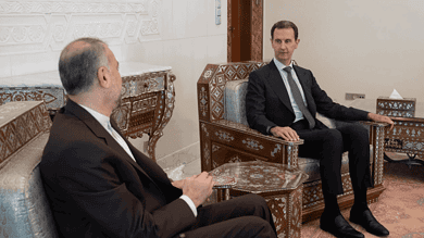 الأسد خلال اجتماعه مع اللهيان