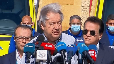 غوتيريش من أمام معبر رفح