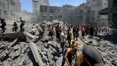 Palestinians search for survivors under the rubble of homes bombed by Israeli fighters in Gaza City in the central Strip. June 22, 2024