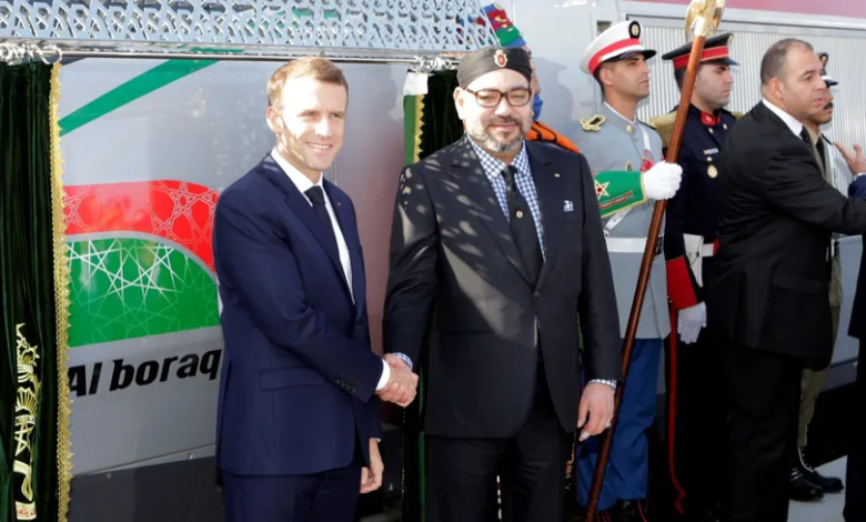 French President Emmanuel Macron and Morocco's King Mohammed VI during the launch ceremony of Africa's first high-speed train, Tangier, Morocco, November 15, 2018