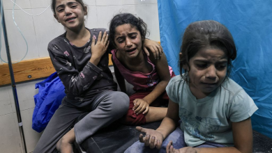 Palestinian children injured in an Israeli air strike await treatment at the Nasser hospital in Khan Yunis in the southern of Gaza Strip, on October 17, 2023.