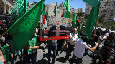 Palestinians in the West Bank demonstrate against the assassination of Haniyeh