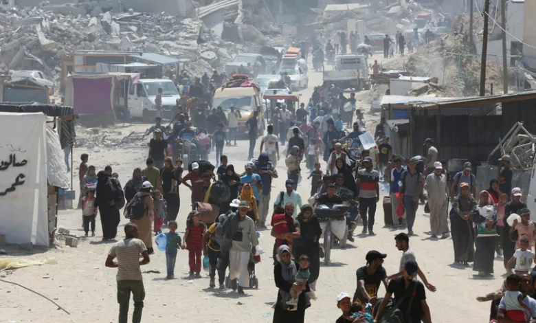 Residents of Khan Yunis are displaced again after occupation attacks, July 22, 2024