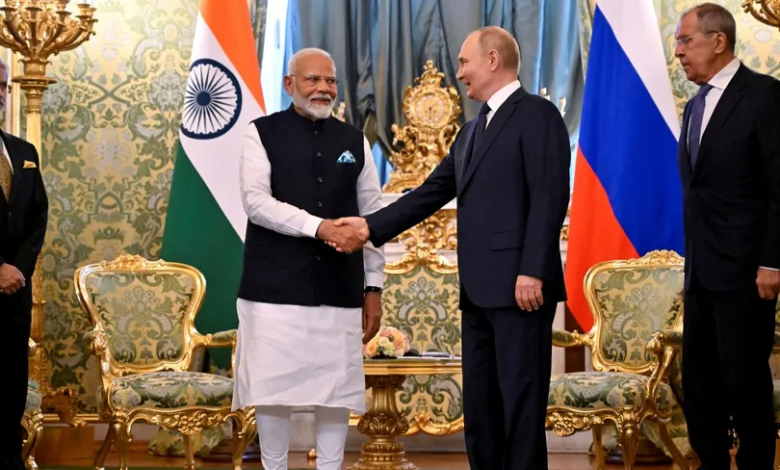 Russian President Vladimir Putin receives Indian Prime Minister Narendra Modi at the Kremlin, Moscow. July 9, 2024