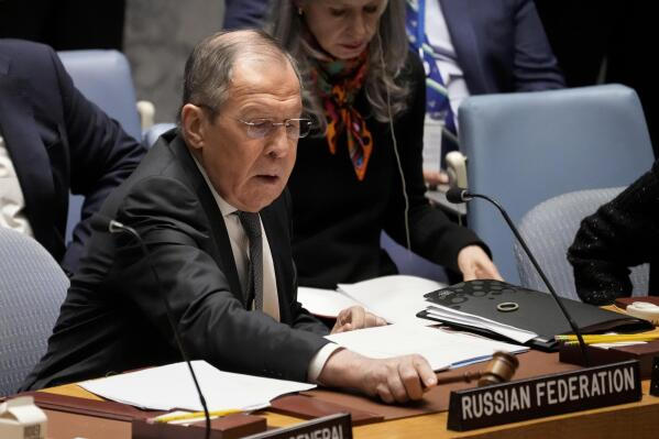 Russian Foreign Minister Sergei Lavrov during a Security Council meeting