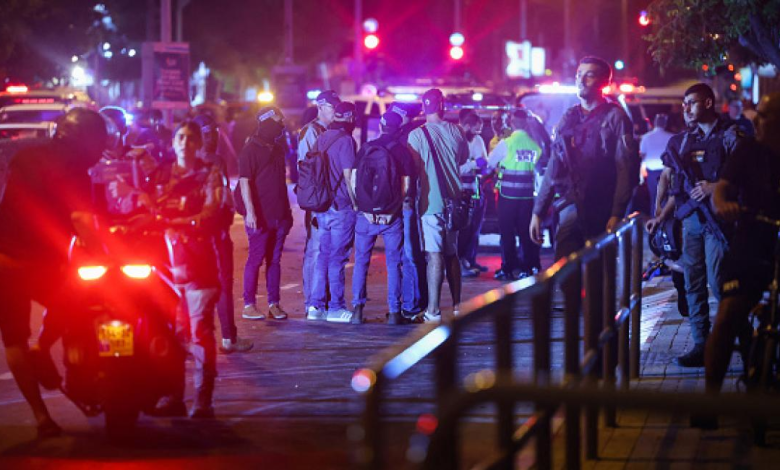 Members of the occupation security forces are deployed at the explosion site in Tel Aviv August 18, 2024