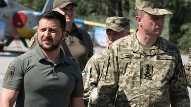 Volodymyr Zelensky published the order to dismiss Lt Gen Mykola Oleshchuk (right) on the presidential website