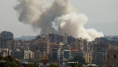 Smoke rises over areas in southern Lebanon after Israeli strikes. September 23, 2024