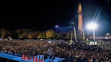 Hundreds of Americans protest Harris during her speech at a campaign rally in Washington, DC