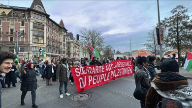 Geneva: Demonstration demanding the trial of Netanyahu and Galant