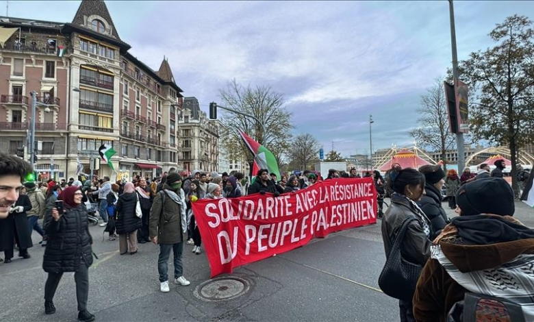 Geneva: Demonstration demanding the trial of Netanyahu and Galant