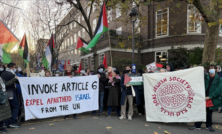 Jewish supporters of Palestine demonstrate in support of UN rapporteur Albanese in London