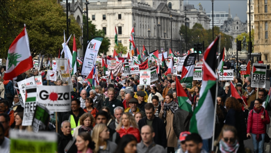 On the anniversary of the Balfour Declaration... Thousands of demonstrators in Britain demonstrate in support of Palestine