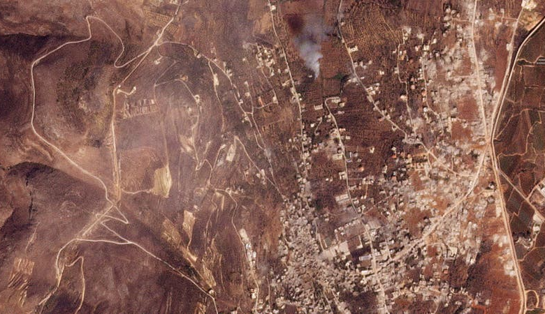 Satellite image shows extent of damage in southern town