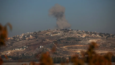 Smoke rises in southern Lebanon following Israeli airstrikes. December 1, 2024