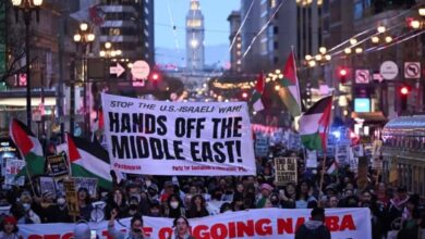 مظاهرات أمام سفارة واشنطن في تشيلي ضد جرائم الاحتلال الإسرائيلي