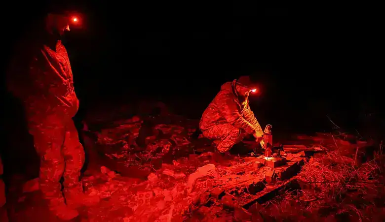 Ukrainian soldiers surrender in darkness near Bukrovsk, Russia.